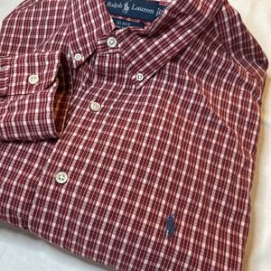 Ralph Lauren Blake Button Down Shirt Long‎ Sleeve Size XL Red Blue Plaid Pony